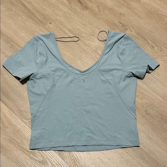 Women's Light Blue V-Neck Top - Picture 3 of 5